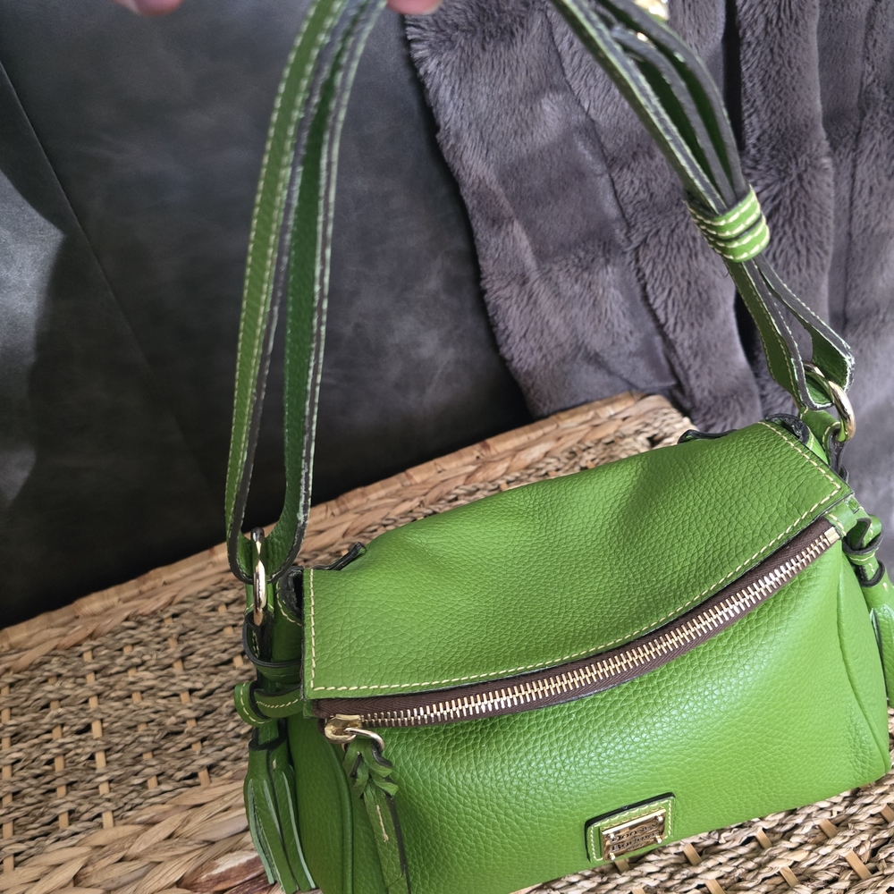 Dooney & Bourke Lime/Grass Green Pebbled Leather Small Satchel Shoulder Bag - Picture 5 of 17